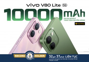 vivo V80 Lite 5G thiết lập KỶ LỤC GUINNESS THẾ GIỚI™ với 32 giờ 37 phút sử dụng liên tục on-screen nhờ trang bị Pin BlueVolt 10.000mAh